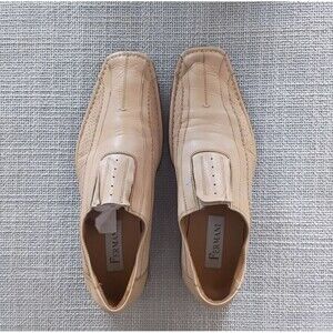 Fermani Men’s Genuine Leather Slip-On Loafers Size 39 Cream/Ivory -Made in Italy
